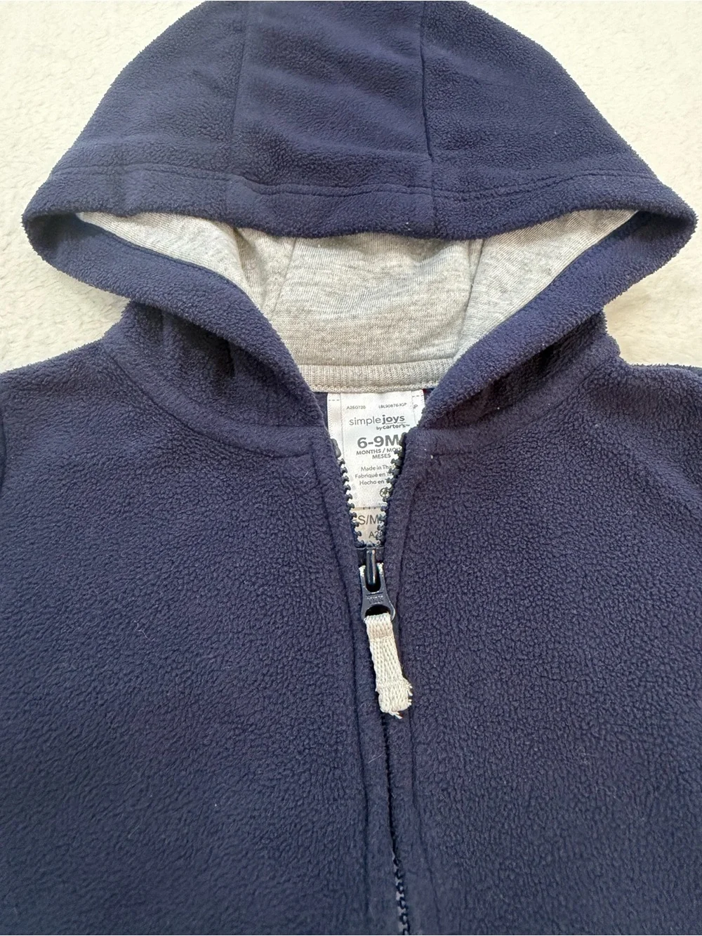 Fleece Full Zip Hoodie Set - Navy & Heather Gray
